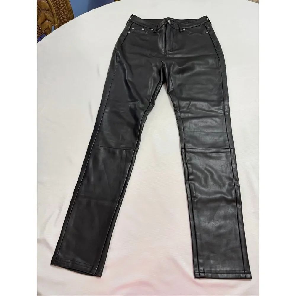 7 For All Mankind Women's Size Small Faux Leather Pants Black 69551